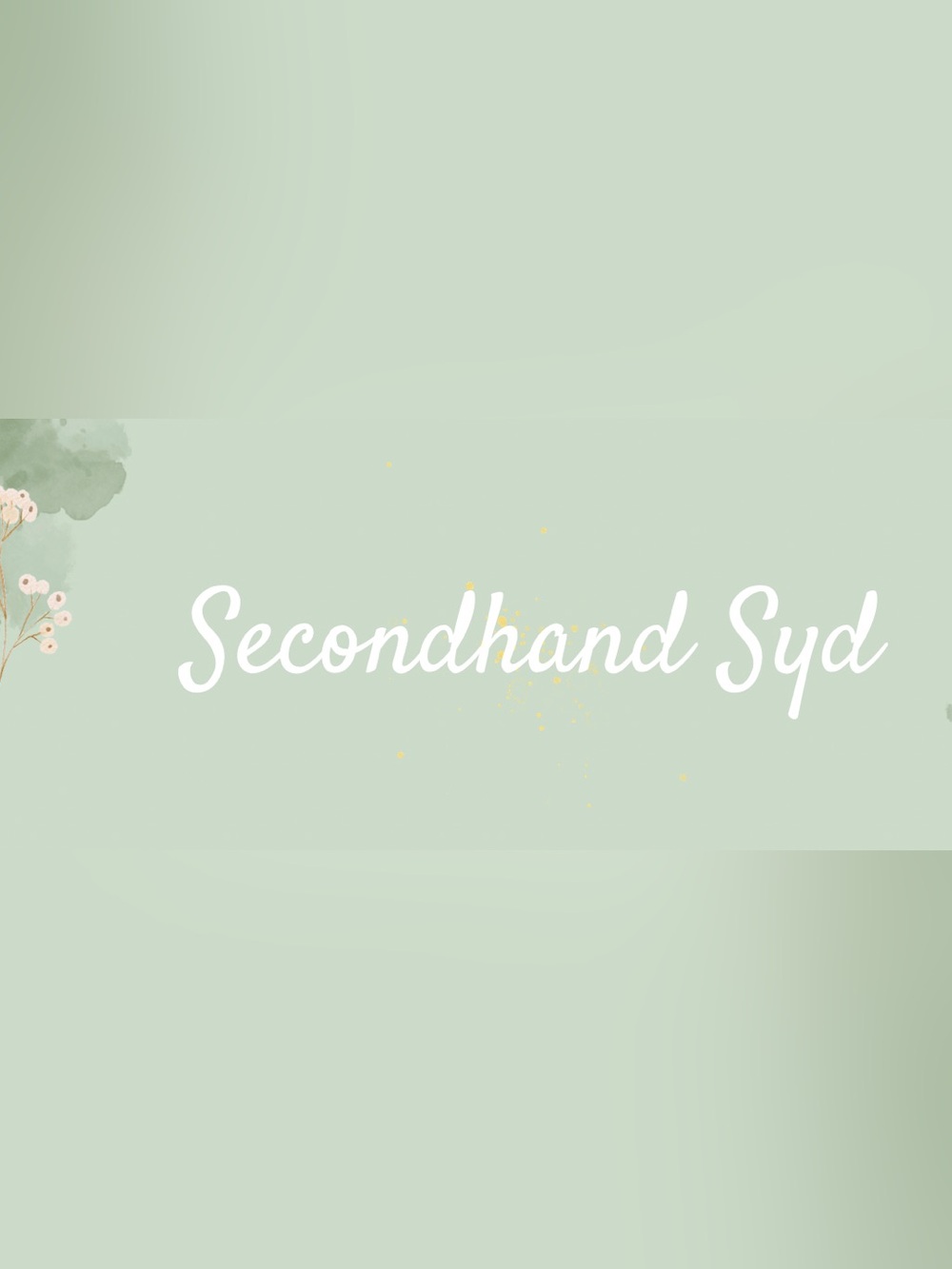 White Script 'ndhand' Graphic on Sage Green Background